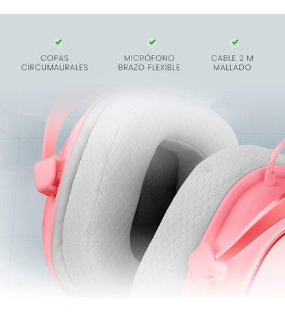 Headset Gamer Zeus X Branco/Rosa RGB H510-RGB