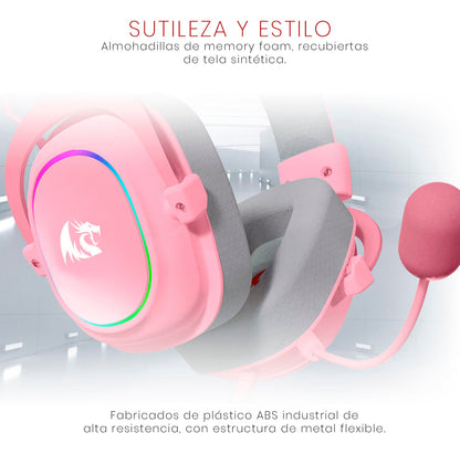 Headset Gamer Zeus X Branco/Rosa RGB H510-RGB
