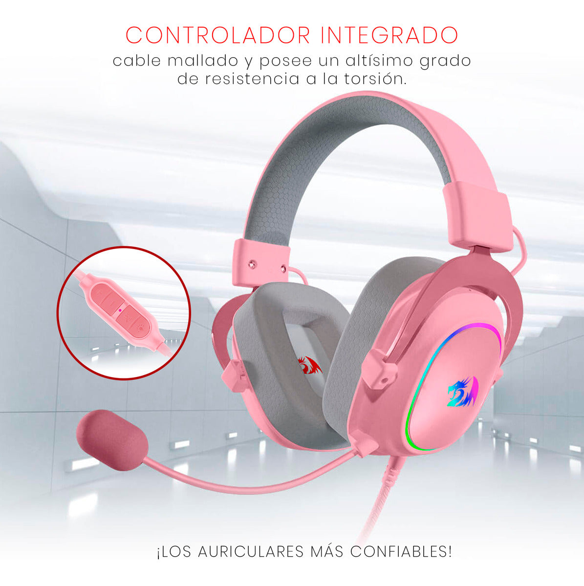 Headset Gamer Zeus X Branco/Rosa RGB H510-RGB
