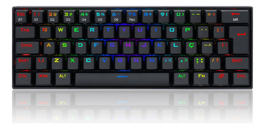 Teclado Gamer Draconic Preto Wireless Switch Marrom