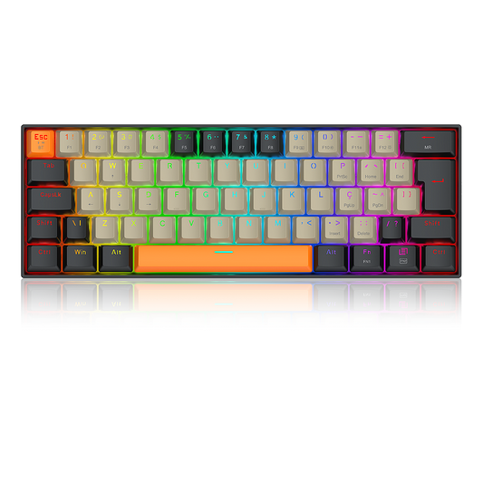 Teclado Gamer Draconic Pro RGB 60% Wireless com Switch Marrom